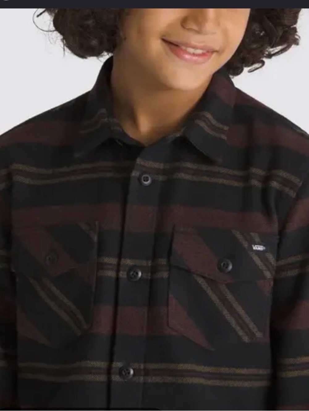 Vans Brown & Black Striped Button-Up flannel Shirt Jacket